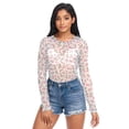 thumbnail image 1 of Ice Silk Mesh Long Sleeve Top Cooling Comfort Women's Crewneck Mesh Tops Casual Shirt Cute Pink Flower Pattern XX-Large, 1 of 6