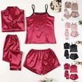 thumbnail image 1 of Ice Silk Pajama Set Womens Home Wear Flamingo Print Fashion Fit Four Piece All Season, 1 of 4