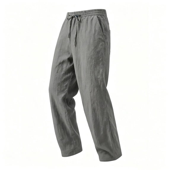 Ice Silk Pants Men Casual Quick Dry Summer Beach Straight Leg Elastic Drawstring Waist Yoga Pants Travel Baggy Work Pant Pajama Big and Tall Size M-5XL Gray