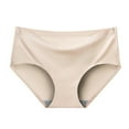thumbnail image 1 of Ice Silk Seamless Underwear for Women's Summer Thin Cotton Breathable and Girl Style Mid Waist Triangular Pant Head Women Brief Underwear Pack Beige XL, 1 of 4