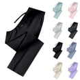 thumbnail image 1 of Ice Silk Straight Leg Pants for Women – Quick Dry Breathable Trousers with Pockets & Drawstring Waist, Black M, 1 of 4