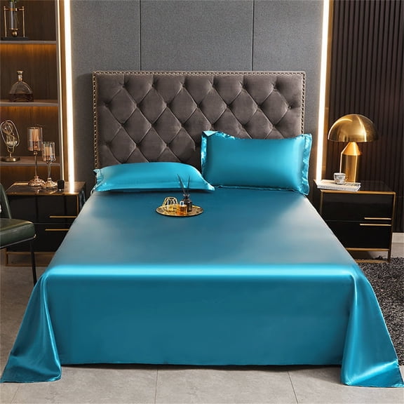 Ice Silk Summer Bed Sheet - 170x230cm Cooling Wrinkle-Free Thin Sheet Set, Soft Breathable Viscose Fabric, Machine Washable, Multiple Colors Available