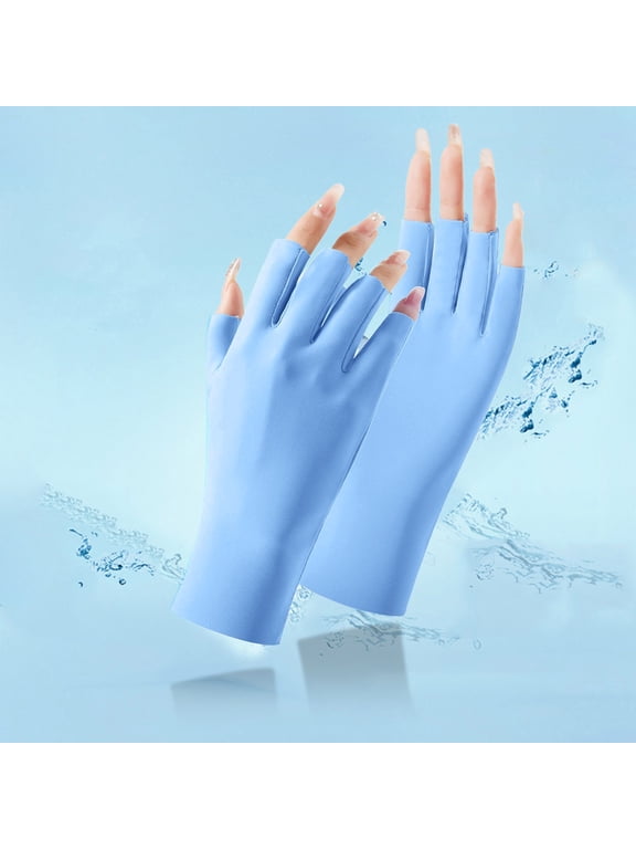 Ice Silk Sun Protection Fingerless Gloves GIJNRIUIUA Under $3 Half Finger Touch Screen UV Protection Cooling Driving Manicure Skincare Hand Cover Lightweight Breathable Summer Outdoor Sun Mittens