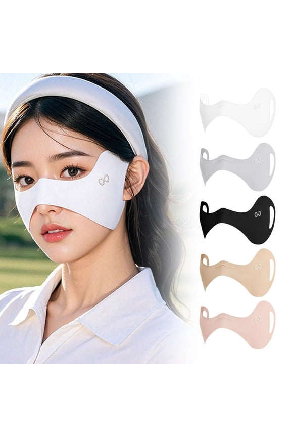 Ice Silk Sun Protection Half Face Mask for Women - Breathable, Lightweight, Adjustable Ear Straps for Outdoor Sports & Golf