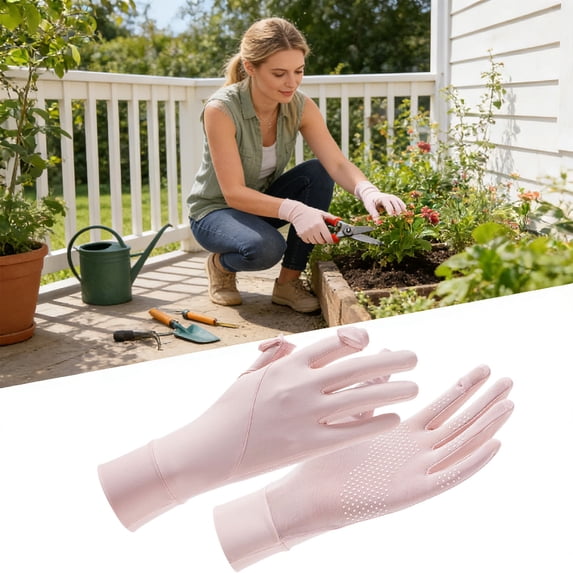 Ice Silk Sunscreen Gloves, Cool Touch Breathable Fabric, UV Sun Protection, Anti-Slip Touch Screen Design, Sun Block Gloves for Summer, Driving, Cycling, Outdoor Activities and Daily Use
