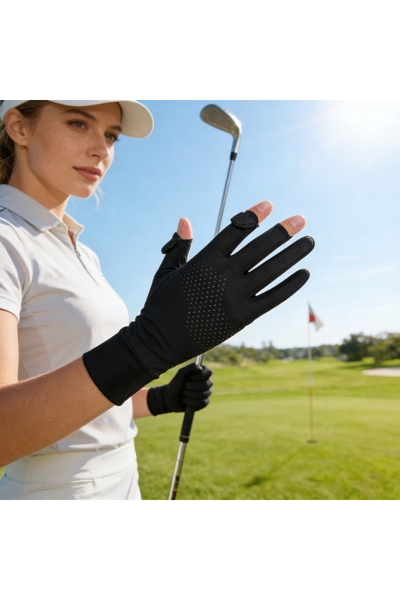 Ice Silk Sunscreen Gloves, Cool Touch Breathable Fabric, UV Sun Protection, Anti-Slip Touch Screen Design, Sun Block Gloves for Summer, Driving, Cycling, Outdoor Activities and Daily Use