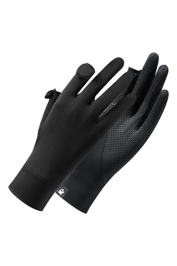 2 Pairs Ice Silk Sunscreen Gloves for Cycling & Driving | UPF Sun Protection, Thin & Breathable | Non-Slip Palm Grip | Black
