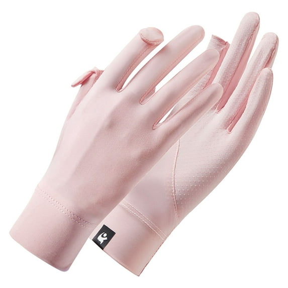 2 Pairs Ice Silk Sunscreen Gloves for Cycling & Driving | UPF Sun Protection, Thin & Breathable | Non-Slip Palm Grip | Pink