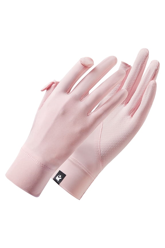 2 Pairs Ice Silk Sunscreen Gloves for Cycling & Driving | UPF Sun Protection, Thin & Breathable | Non-Slip Palm Grip | Pink