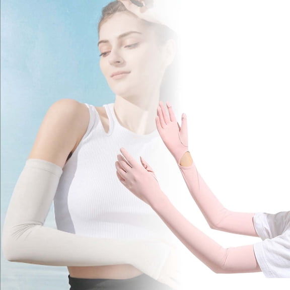 Ice Silk Sunscreen Sleeves And Gloves In One Set For Outdoor Activities - Breathable Full Finger Arm Covers For Cycling Hiking Running Travel Sun Non