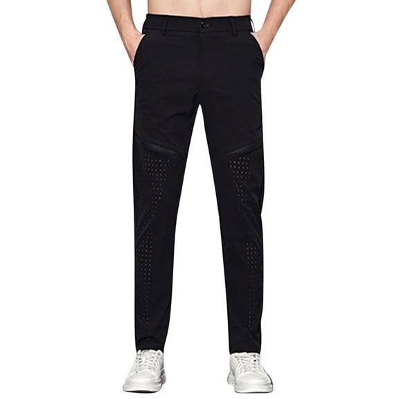 Ice Silk Tracksuit Bottoms Men Lightweight Mens Joggers Breathable Jogging Bottoms with Zipper Pockets Sports Casual Pants for Gym,Running,Training Black 28