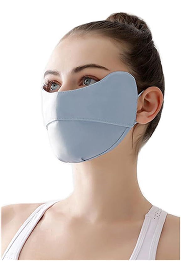 Ice Silk UV Protection Cooling Face Mask Blue 1 Piece