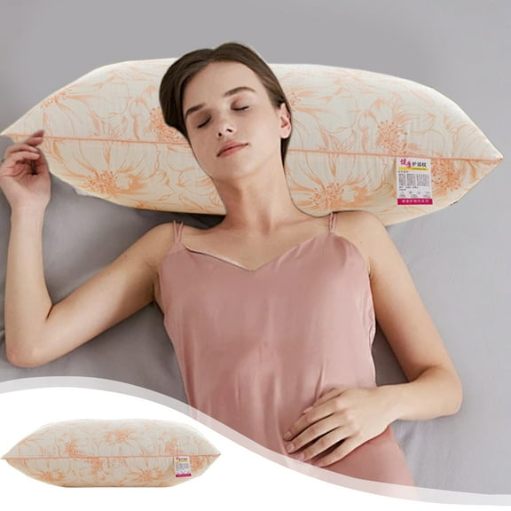 Ice Silk Vertical Knit Pillow with Cervical Support for Whole Head Comfort, Breathable Polyester Fiber Filling, Machine Washable, Ergonomic Sleep Aid Pillow for Home Use