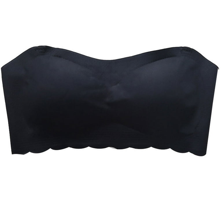 CKLC Ice Silks Air Bra No Sliding Strapless Bra Anti-slip Wireless Padded  Underwear Seamless Bra(Skin Color,XL) 