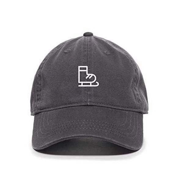 Ice Skate Baseball Cap Embroidered Cotton Adjustable Dad Hat Charcoal