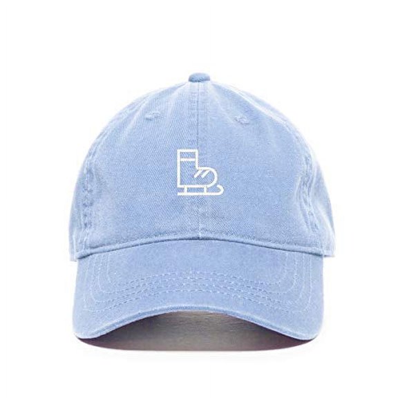 Ice Skate Baseball Cap Embroidered Cotton Adjustable Dad Hat Light Blue