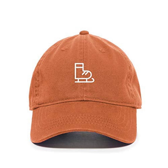 Ice Skate Baseball Cap Embroidered Cotton Adjustable Dad Hat Orange