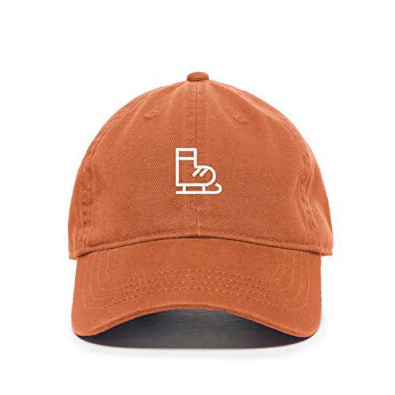 Ice Skate Baseball Cap Embroidered Cotton Adjustable Dad Hat Orange