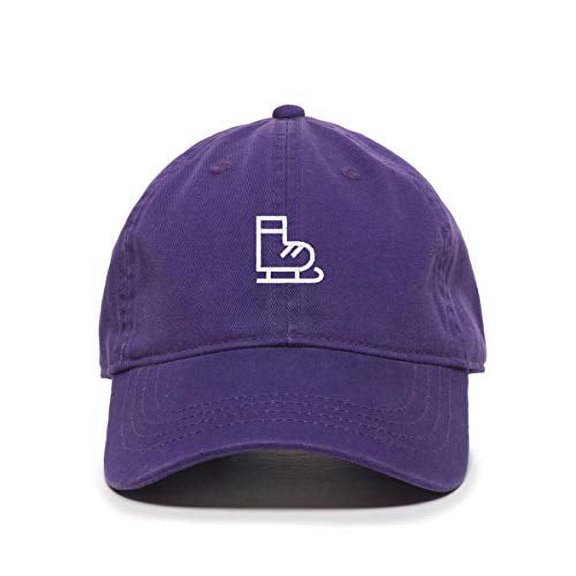 Ice Skate Baseball Cap Embroidered Cotton Adjustable Dad Hat Purple