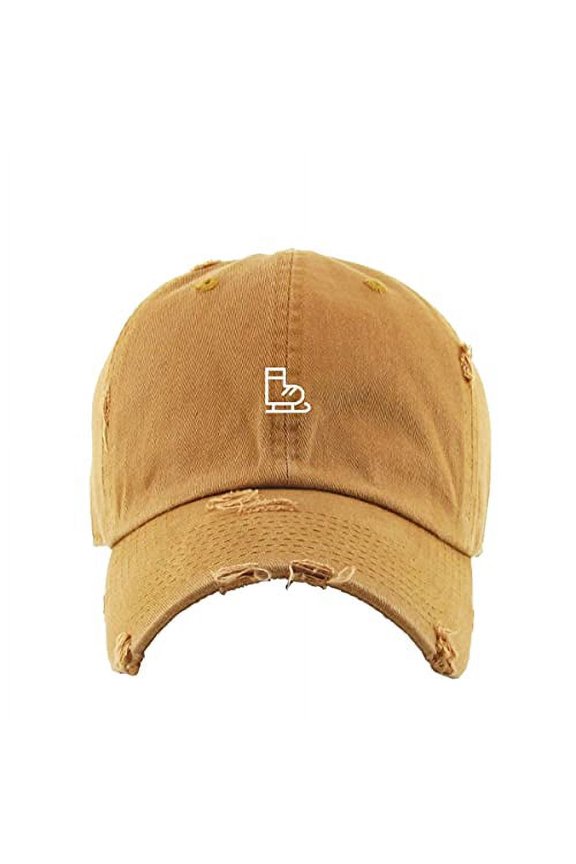 Ice Skate Vintage Baseball Cap Embroidered Cotton Adjustable Distressed Dad Hat