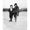 Ice Skaters C1920. Ntwo Young Women Ice Skating On A Lake Miss Betty