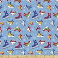 thumbnail image 1 of Ambesonne Ice Skates Fabric by the Yard Upholstery, Colorful Winter Footwear, 2 Yards, Pale Sky Blue Multicolor, 1 of 4