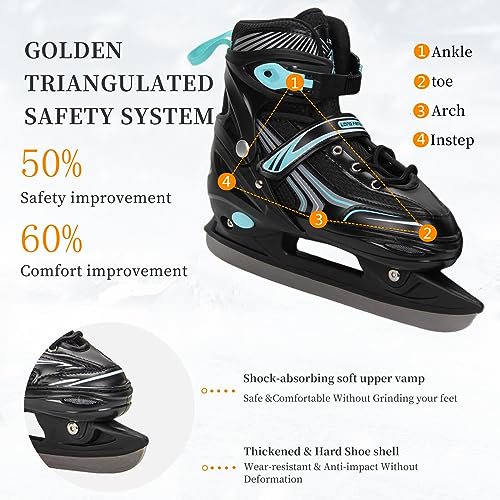 Ice Skates,Hockey Skates,Skates with Adjustable 4 Sizes for Boys Girls