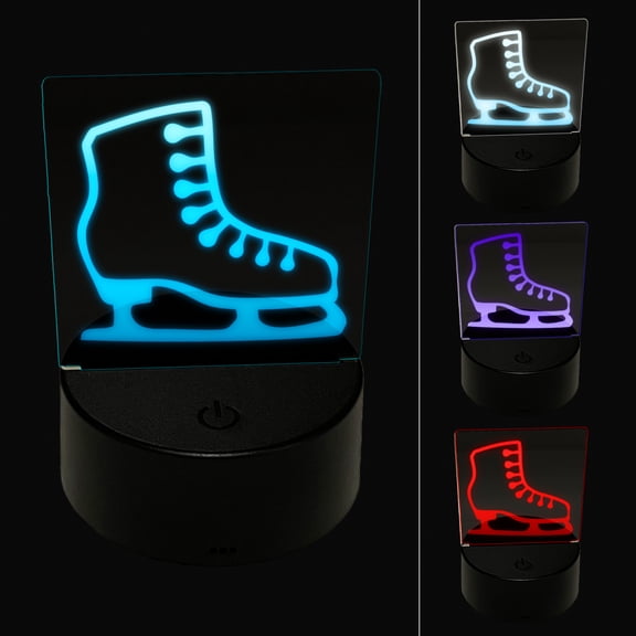 Ice Skating Figure Skates LED Night Light Sign 3D Illusion Desk Nightstand Lamp