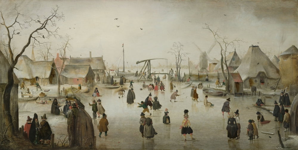 Ice-Skating In A Village Canvas Art - (36 x 24)