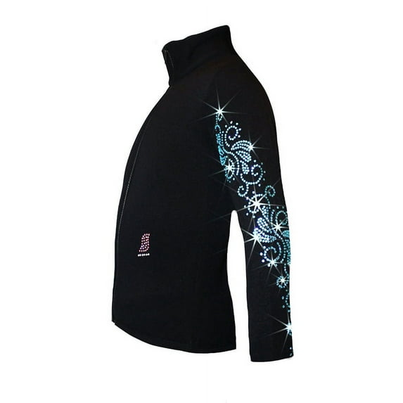 Ice Skating Jacket with "Aqua Swirls" Rhinestones Design