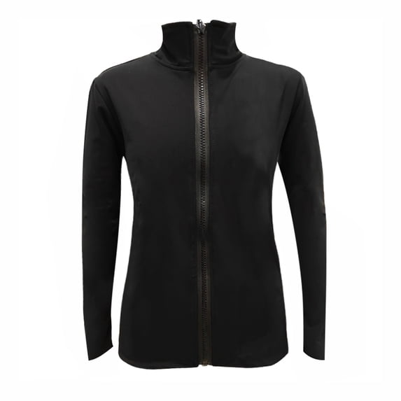 Ice Skating Jackets Girls Black Stretchy Coats Rhinestones Fleece Polyster Tops