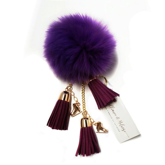Ice Skating Jewelry - Fluffy & Purple Keychain
