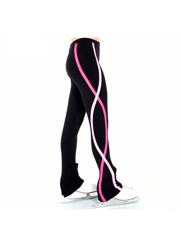 Ice Skating Pants Girls Women Stretchy Blue Pink Stretchy Polyster Trousers Fleece Skiing Training Leggings