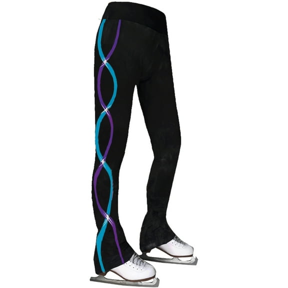 Ice Skating Pants Girls Women Stretchy Blue Purple Quality Stones Trousers Fleece Skiing Training Leggings