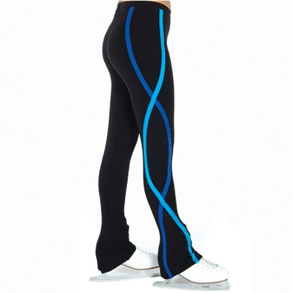 Ice Skating Pants Girls Women Stretchy Blue Purple Stretchy Polyster Trousers Fleece Skiing Training Leggings