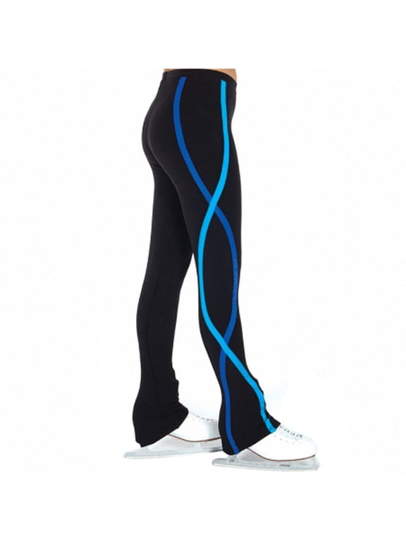 Ice Skating Pants Girls Women Stretchy Blue Purple Stretchy Polyster Trousers Fleece Skiing Training Leggings