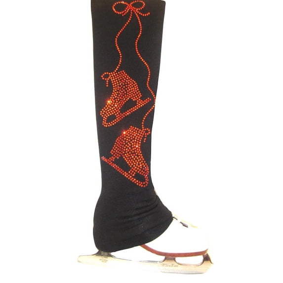 Ice Skating Pants with Orange crystals "Pair of Skates" applique