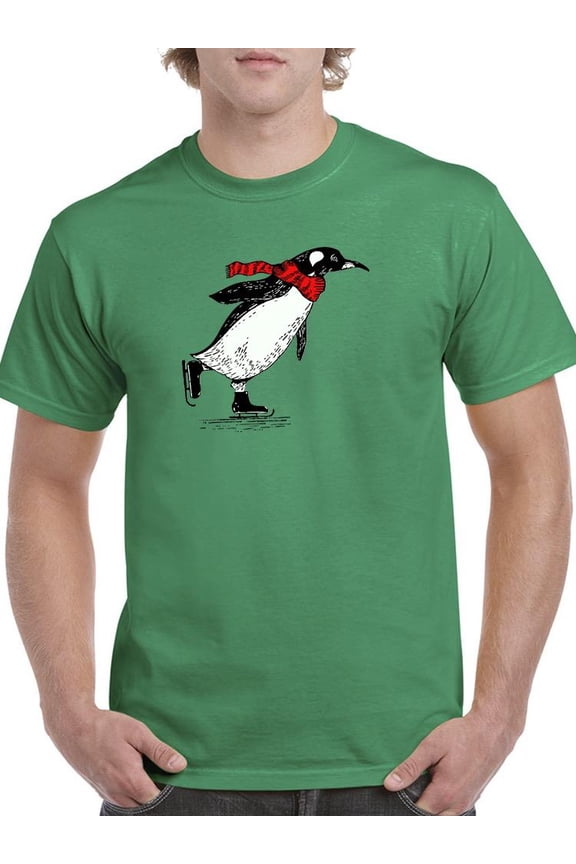 Ice Skating Penguin W Scarf T-Shirt Men -Image by Shutterstock, Male Small