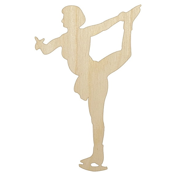 Ice Skating Skater Solid Wood Shape Unfinished Piece Cutout Craft DIY Projects - 4.70 Inch Size - 1/8 Inch Thick