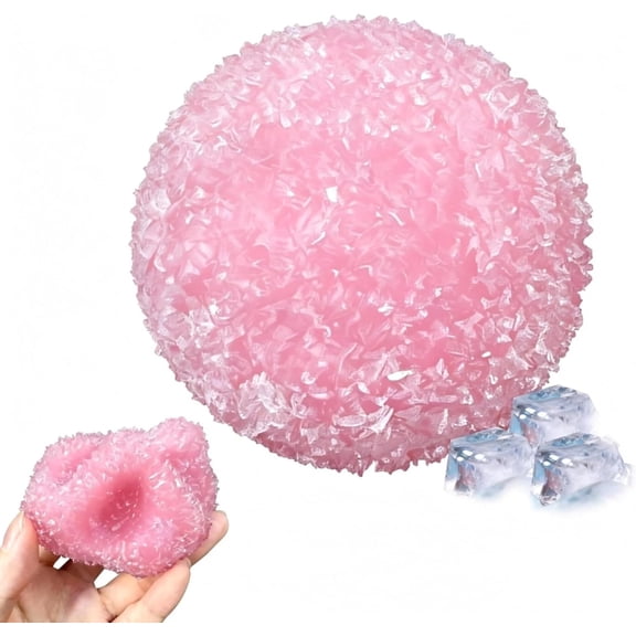 Ice Skin Squishies Stress Ball,Multicolor Textured Rubber Squeeze Relaxation Ball, Cold-Use Pressure Relief Hand Tool with Crystal Surface for Office & Daily Use(Pink Red)