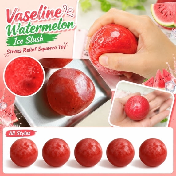 Ice Slush Textured Watermelon Stress Relief Squeeze Toy, Squishy Sensory Calming Toy for Teens Adults, Portable Fidget Decompression Toy for School Office Travel