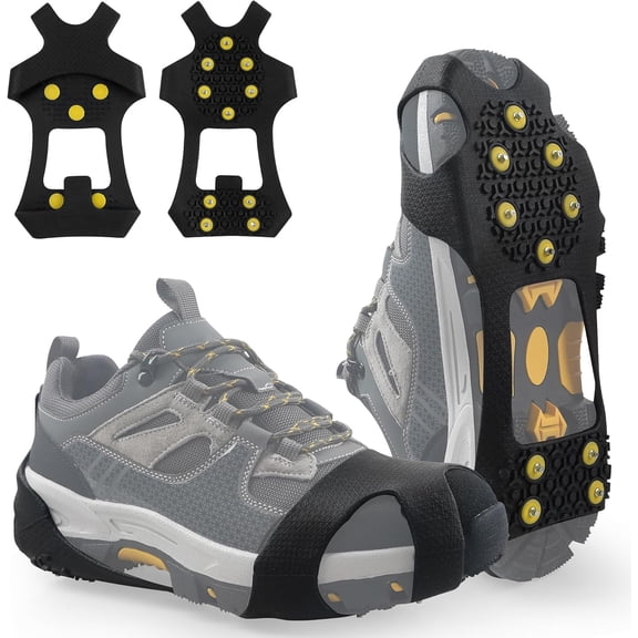 Ice Snow Cleats for Shoes and Boots,Snow Walk Traction Cleats Crampons Non-Slip 10 Point Cleats Ice Snow Grippers Overshoe for Women Men Kids Walking on Snow & Ice