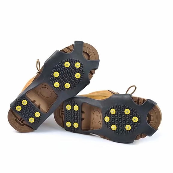 Ice Snow Cleats for Shoes Boots,Walk Traction Cleats Rubber Crampons Anti Slip 10-Stud Winter Ice Cleat Slip-on Stretch Footwear for Women Men Kids Size XL