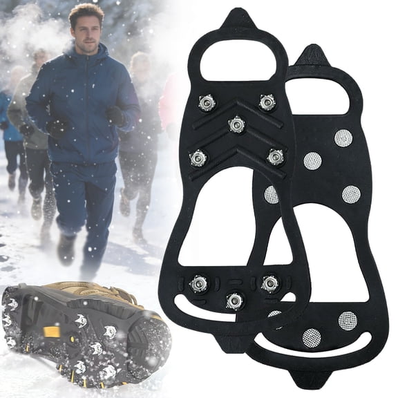 Ice Snow Cleats for Shoes Boots, Walk Traction Cleats Rubber Crampons Anti 8-Stud Winter Ice Cleat -on Stretch Footwear for Women Men Kids, Size L