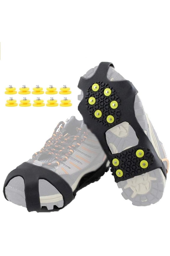 Ice & Snow Grips for Shoes and Boots, Removable Snow Shoe Spikes, Anti Slip Ice Grippers for Climbing, Hiking, Jogging in Winter Outdoor