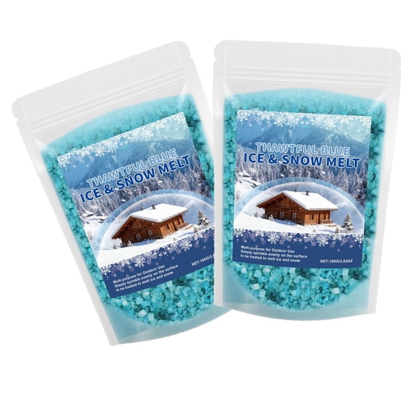 Ice Snow Melt, Fast-Acting Blue Ice Melt Pellets for Driveway, Concrete, Sidewalk, and Outdoor Spaces - Effective Winter Deicer for Cold Temperatures Resealable 100g Bag