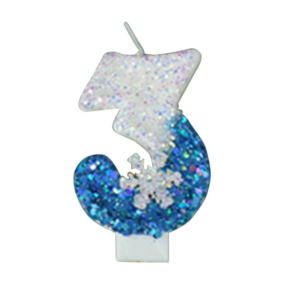 Ice Snow Themed Birthday Cake Decorations with Flashing Blue Number Candles and Cupcake Toppers for Party Celebrations