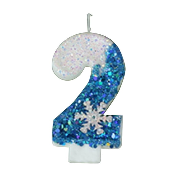 Ice Snow Themed Birthday Cake Decoration With Flashing Blue Candles And Cupcake Toppers For Party Celebration