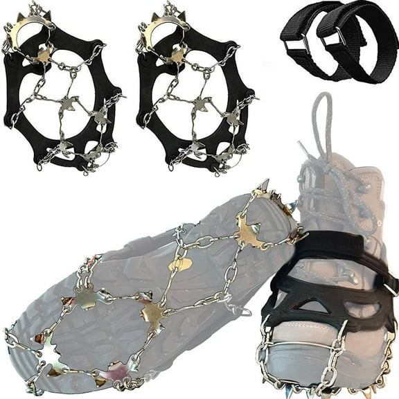 Ice Snow Traction Cleats - Lightweight Crampon Cleats for Walking on Snow & Ice - Anti Slip Grippers Fasten Quickly & Easily Over Footwear - Protable Grips for Shoes and Boots