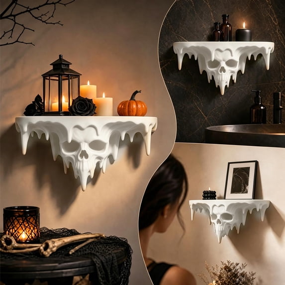 Ice Spike Skeleton Wall Shelf,Gothic Skull Floating Storage Display for Halloween Dark Home Decor Gift Display